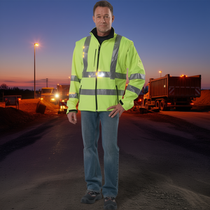 <b>High</b>-<b>Visibility</b> Yellow <b>Softshell</b> <b>Jacket</b> with Reflective Stickers & Lights Promotional Product - Product Image 3