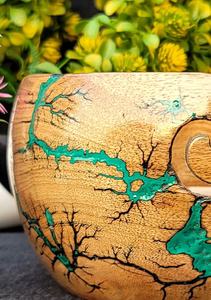 Cuenco de hilo grande de madera epoxi Lichtenberg para tejer ganchillo 7x4 Cuenco de almacenamiento con gratis - Product Image 2