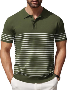 2025 hommes tricot polos à manches courtes rayé Golf polos léger décontracté col t-shirt OEM - Product Image 5