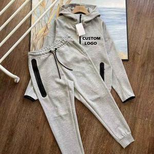 Hot Selling Vintage Autumn Custom Logo Tech Fleece Men's Two Piece <b>Tracksuit</b> Jogging Sportswear Quick Dry - Product Image 6