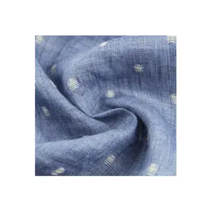 100% Organic Cotton Dobby Jacquard Weave Fabric Natural Color Customized Medium Weight Material Yarn Dyed Sustainable