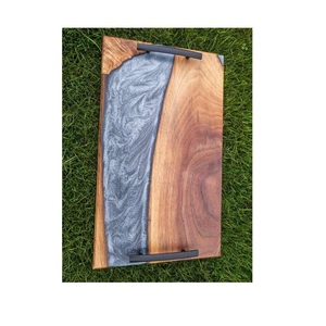 Plateau de service en résine en bois rustique parfait pour la salle à manger et plateau de service Plateau en résine et en bois de haute qualité Utiliser Restaurants Hôtel - Product Image 5