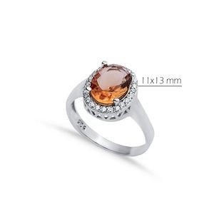 Anillo de sultanita de forma ovalada clásica, joyería para mujer, rodio, venta al por mayor, joyería de plata de ley 925 hecha a mano turca - Product Image 2