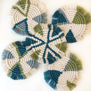 Colorful Round Macrame Coaster Set Handmade Export Quality <b>Table</b> Decorative Mats & Pads for Wholesale Supply - Product Image 1