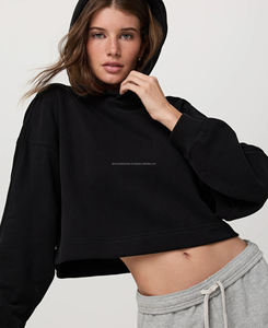 Premium femmes Jersey décontracté écologique surdimensionné à capuche 300 grammes automne pull brodé soie doublé col respirant - Product Image 3