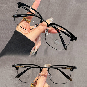 Montures de lunettes optiques tendance pour femmes, lunettes anti-lumière bleue, montures de lunettes rétro carrées en TR90, demi-cerclées en métal pour hommes - Product Image 5