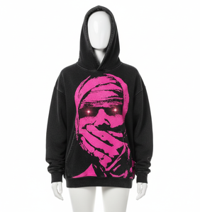 Pull ample en molleton français tricoté de luxe personnalisé, délavé à l'acide, lourd, avec broderie 3D, personnage, automne, strass - Product Image 5