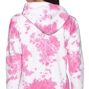 Sweat à capuche d'hiver rose tie-dye au design exclusif pour jeunes femmes étudiantes, doux, durable, avec cordon de serrage en corde, en polyester/coton écologique - Product Image 6