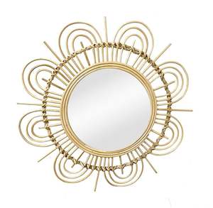 Matériau attrayant en rotin Miroir rond de luxe en rotin La plupart des miroirs fantaisie de créateurs disponibles en prix bas pour les détaillants - Product Image 3