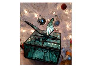 Traditional <b>Butterfly</b> Design Glass Ring Boxes Made With Metal And Colorful Glass For Jewellery Organizer Wedding Engagement Gift - Product Image 2