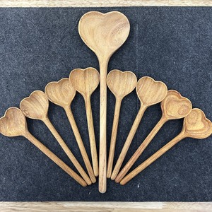 Cocina de madera amor en forma de corazón cuchara de bambú herramientas utensilios de cocina cuchara de servir en forma de corazón - Product Image 5