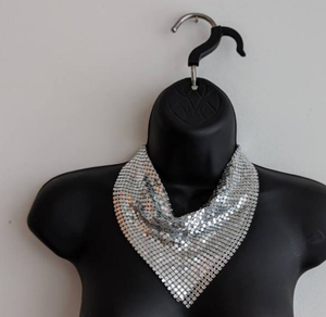 สร้อยคอเงิน Bandana ตาข่าย-โลหะโลหะสามเหลี่ยม Draped chunky - Product Image 2