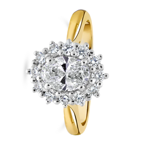 Bague de fiançailles avec diamant de laboratoire taille ovale de 2 ct avec halo et bijoux en or 14K pour femme - Product Image 2