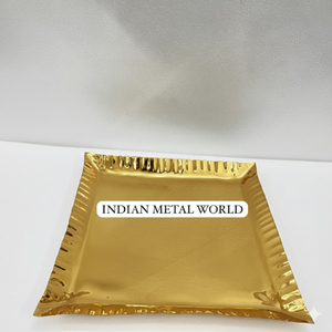 Bandeja de Servicio de Chocolate Cuadrada de Metal Chapada en Oro de Lujo, Acabado Martillado, Plato Decorativo para Postres, Vajilla Moderna para Fiestas - Product Image 1