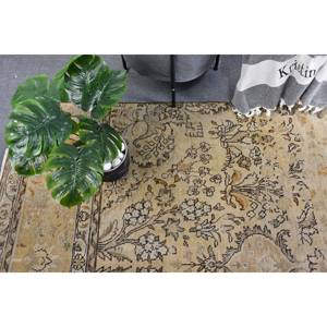 พรมตุรกีวินเทจคลาสสิกสีเบจ4.8 x 12.7ft แฮนด์เมดขนสัตว์การออกแบบการเย็บปะติดปะต่อกันด้านหลังยางสำหรับทางเดินข้างเตียงสี่เหลี่ยมผืนผ้า - Product Image 2