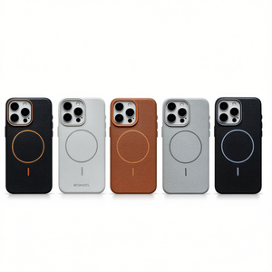 Étui de protection magnétique en cuir artificiel gaufré texturé litchi ultra-léger pour téléphones mobiles - Product Image 1