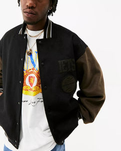 Veste de baseball Letterman College pour hommes à prix d'usine style de rue patchs en laine chenille sur veste à manches en cuir pour hommes - Product Image 4