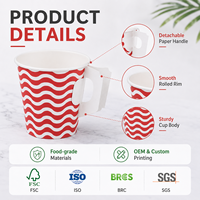Vaso de Papel Kraft con Asa, Multiusos, Exquisito, de Grado Alimenticio, Certificado Libre de BPA, No Tóxico, para Servicio de Café y Té en Cafeterías Boutique