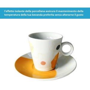 Set moderno di 6 tazze da caffè in porcellana 80ml turchese blu arancio per il relax dell'espresso - Product Image 3
