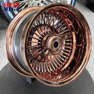 ล้อแม็กซ์อะลูมิเนียมฟอร์จ 13x7 นิ้ว แบบกำหนดเอง สีโรสโกลด์ 24K ลายลวด 72 ก้าน แบบไขว้ ขอบลึก สำหรับรถโลว์ไรเดอร์ - Product Image 3