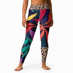 Leggings imprimés pour femmes vente en gros logo personnalisé pantalon de yoga taille haute coupe ajustée séchage rapide confortable tenue de sport extensible - Product Image 6