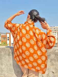 Chemisier long ample pour femme, style floral, pour fêtes, été, printemps, sexy, manches ballon, léger, simple, en Georgette, écologique - Product Image 3