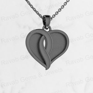 Plata de ley de alta calidad 24x20mm pareja corazón bisel ajuste resina cenizas leche materna DIY joyería encontrar Cadena de 18 pulgadas - Product Image 3