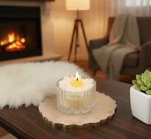 Vela con Pétalos de Margarita, Delicada y Artística, Aromática, Ecológica, Cálida y Acogedora para Navidad, Centro de Mesa para Momentos de Paz - Product Image 1