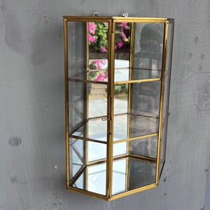 Decorative wall <b>Mirror</b> Shelve made with brass glass & <b>mirror</b> used for home decor showcase & storage Supplier from India - Product Image 2