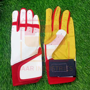 Best Selling High Quality Red And White Color Combination Cabretta Leather Baseball Batting Gloves With Customizable Color Logo - Product Image 2
