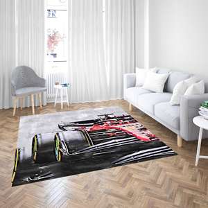 Tapis imprimé avec une voiture de course rouge de Formule 1, décoration de chambre pour garçons, tapis fin non tissé - Product Image 5