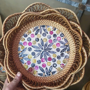 Plateau de service de restauration rapide écologique plateau d'incrustation d'os en rotin serveur de plateau pour hôtels maison cuisine utilisation en gros dans d'autres événements - Product Image 6