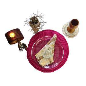 Breloque en macramé fait à la main tissé ornement décor mural porte-anneau de serviette anneaux de serviette - Product Image 3