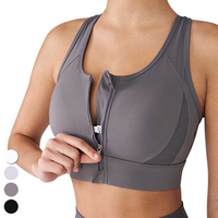 Sujetador deportivo halter con cremallera frontal de alta sujeción para mujer, con almohadillas extraíbles, transpirable, de elastano/poliéster, para yoga, gimnasio, fitness, personalizado