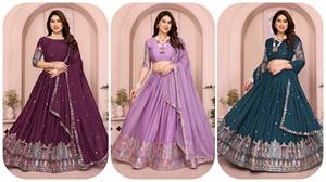 LANZANDO NUEVA DESGASTE DE FIESTA DISEÑADOR LEHENGA CHOLI CON DUPATTA TELA STAR GEORGETTE CON TRABAJO DE BORDADO - Product Image 6