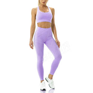 Haute qualité sans couture solide grande taille femmes Yoga ensemble Spandex/Nylon 2 pièces Gym Fitness porter vente chaude - Product Image 6