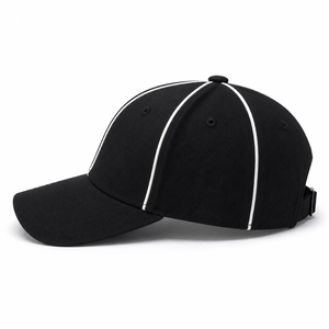 Casquette d'arbitre unisexe noire avec bordure blanche, six panneaux, visière incurvée, casquette de baseball pour officiels sportifs, logo personnalisé, couvre-chef de performance - Product Image 3