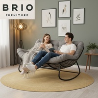 Nouvelle vente chaude : Fauteuil à bascule d'intérieur pour couple, fauteuil moderne à deux places, fauteuil double, fauteuil de véranda, cadre en métal, mobilier de patio