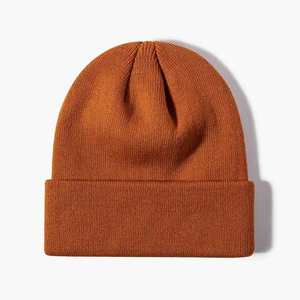 Bonnet en tricot chaud d'hiver uni avec revers, tissu extensible doux, bonnet confortable pour le froid pour hommes et femmes - Product Image 6