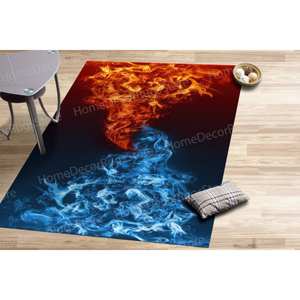 Alfombras Abstractas de Fuego y Hielo, Alfombra de Hielo y Calor, Alfombras Personalizadas, Alfombra Suave No Tejida - Product Image 1