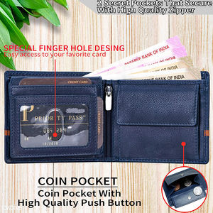 Cartera de cuero genuino a rayas Vintage hecha a mano para hombre estilo grabado RFID bloqueo cremallera Cierre de cerrojo calidad Premium venta - Product Image 5