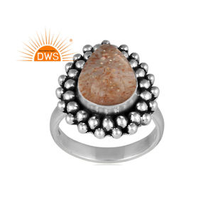 Último diseño de plata de ley oxidada, doblete Natural, piedra solar, cristal, piedras preciosas, anillo apilable, fabricante de joyas - Product Image 1
