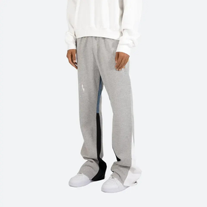 Haute qualité 2025 personnalisé hommes Streetwear survêtement pantalon de survêtement Patchwork élastique hommes Flare empilés pantalons de survêtement - Product Image 2