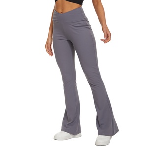 Custom Logo Women Flare <b>Pants</b> <b>Yoga</b> Leggings Trousers Casual Cross Waist High Performance Flared <b>Yoga</b> <b>Pant</b> - Product Image 1