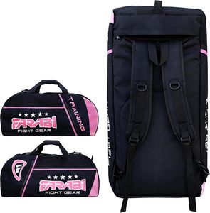 Bolsa de Deporte Personalizada al por Mayor con Logotipo, Negra y Rosa, para Entrenamiento de MMA, Gran Capacidad, Mochila de Viaje Deportiva, Correas Ajustables FARABI - Product Image 1