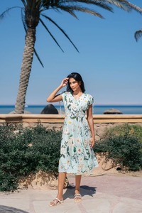 Robe indienne en coton imprimé bloc à la main nouvelle mode décontractée vêtements d'été taille naturelle tissé méthode de tissage cadeau de saint valentin - Product Image 3