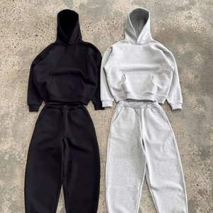 Haute qualité poche latérale goutte épaule personnalisé surdimensionné épais 100% coton doux lourd sweats à capuche et pantalons de survêtement hommes survêtement ensemble OEM - Product Image 1