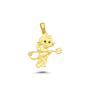 <b>Witch</b> Devil Charm Zircon Necklace Gold 14k Gold Jewelry Handmade Wholesale Trendy Dainty Women Halloween Jewelry Hot Sale - Product Image 1