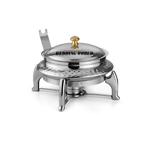 Plat de chauffe-plat rond décoratif pour mariage Plat de nourriture de créateur fait à la main classique élégant chauffe-plats en métal fantaisie - Product Image 4