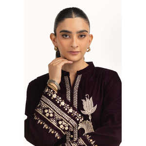 Ensemble chemise et pantalon en velours brodé à motif floral, taille XL pour femme, vêtements de sport, style évasé pour l'été et l'automne, IPST-55119 - Product Image 4